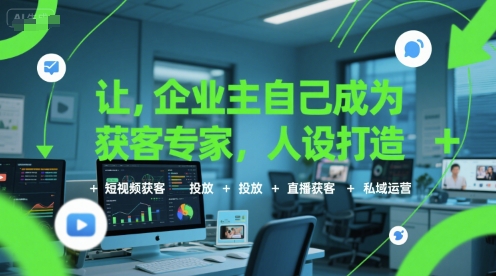 让企业主自己成为获客专家，人设打造+短视频获客+投放+直播获客+私域运营-副业网