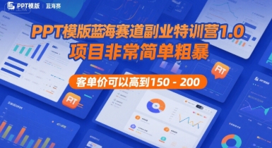 PPT模版蓝海赛道副业特训营1.0，项目非常简单粗暴，客单价可以高到150-200-副业网