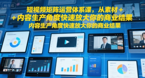 短视频矩阵运营体系课，从素材+内容生产角度快速放大你的商业结果-副业网