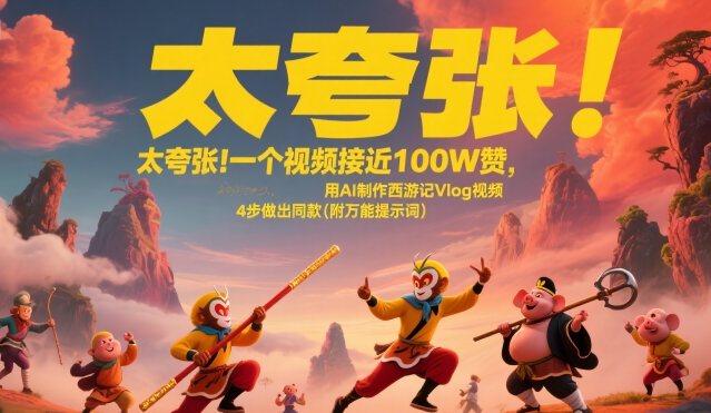太夸张！一个视频接近100W赞，用AI制作西游记Vlog视频，全流程拆解来了(附万能提示词)-副业网