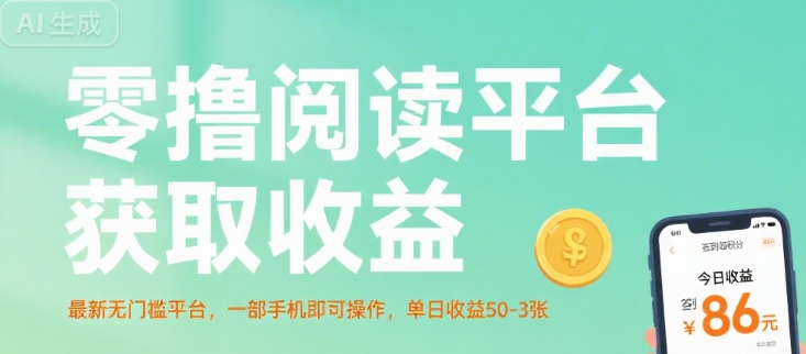 零撸阅读平台获取收益，最新无门槛平台，一部手机即可操作，单日收益50-3张【揭秘】-副业网