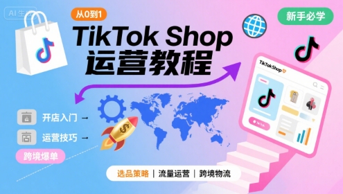 TikTok Shop从0到1运营教程，TikTok跨境电商新手必学课程-副业网