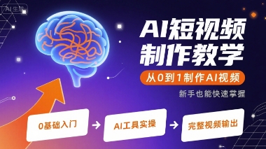 AI短视频制作教学，从0到1制作AI视频-副业网