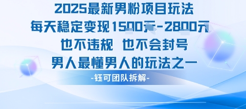 2025最新男粉项目玩法每天变现1k+也不违规也不会封号男人最懂男人的玩法-副业网