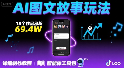 抖音爆火的ai图文故事玩法，18个作品涨粉69.4W，详细制作教程+智能体-副业网