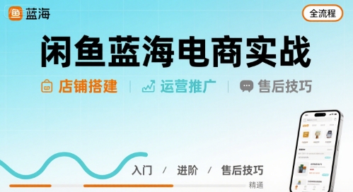 闲鱼蓝海电商实战，店铺搭建运营售后全流程-副业网