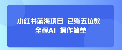 小红书蓝海项目，全程AI，操作简单，已挣五位数-副业网