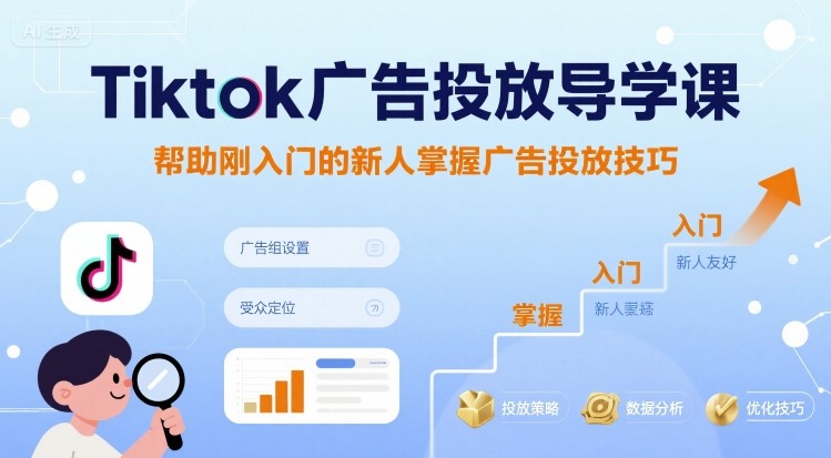 Tiktok广告投放导学课，帮助刚入门的新人掌握广告投放技巧-副业网