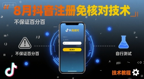 8月抖音注册免核对技术，不保证百分百，自测-副业网
