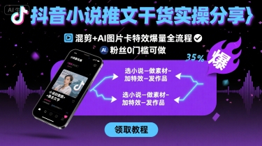 抖音小说推文干货实操分享，混剪+AI图片卡特效爆量全流程，0粉丝0门槛可做-副业网