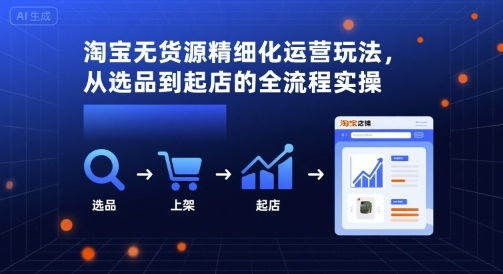 淘宝无货源精细化运营玩法，从选品到起店的全流程实操-副业网