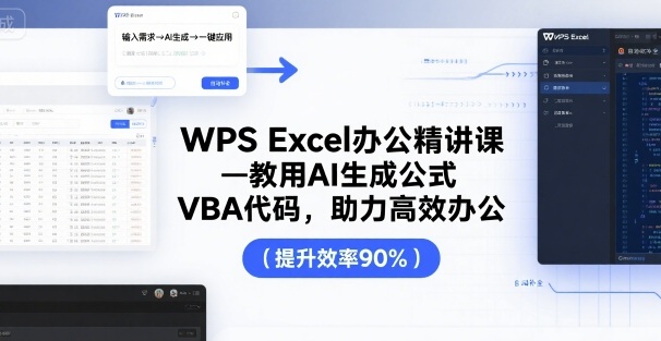 WPS Excel办公精讲课，教用 AI 生成公式，VBA 代码，助力高效办公-副业网