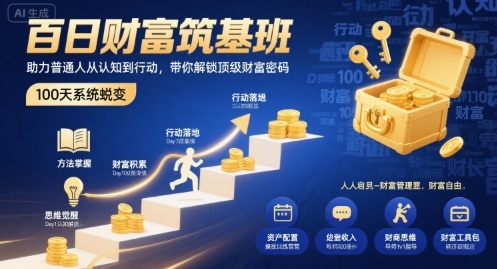 百日财富筑基班，助力普通人从认知到行动，带你解锁顶级财富密码-副业网