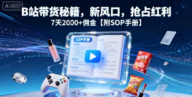 B站带货秘籍，新风口，抢占红利，7天2k+佣金【附SOP手册】-副业网