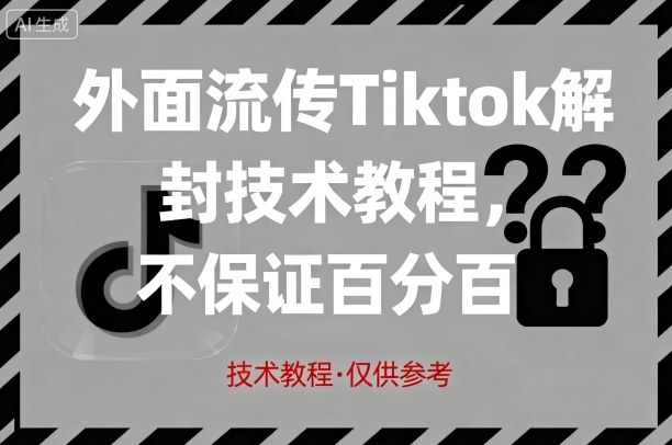 外面流传Tiktok解封技术教程，不保证百分百，具体自测-副业网
