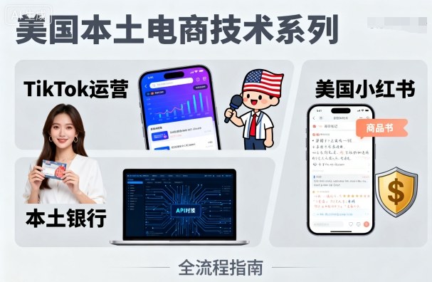 美国本土电商技术，Tiktok 运营篇+美国小红书篇+本土银行篇-副业网