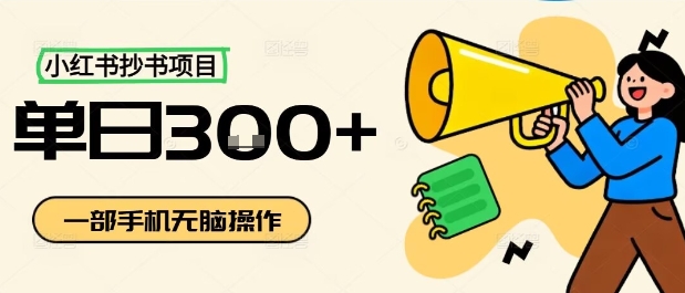 小红书抄书项目，无脑操作，一天3张-副业网