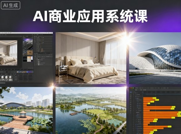 AI商业应用系统课，室内-软装-建筑-景观，智能设计+效果图+动画画实战-副业网