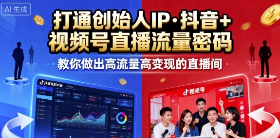 25年直播9-10两期线下课，打通创始人IP，抖音+视频号直播流量密码，教你做出高流量高变现的直播间-副业网