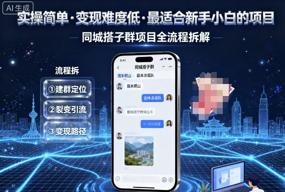 实操简单，变现难度低，最适合新手小白做的项目，每天轻松收入3张，同城搭子群项目全流程拆解-副业网