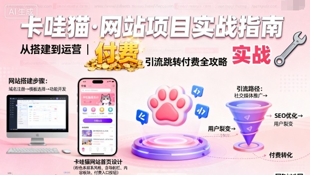 卡哇猫·网站项目，网站搭建与运营以及引流跳转付费-副业网