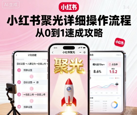 小红书聚光详细操作流程，小红书聚光从0到1速成攻略-副业网