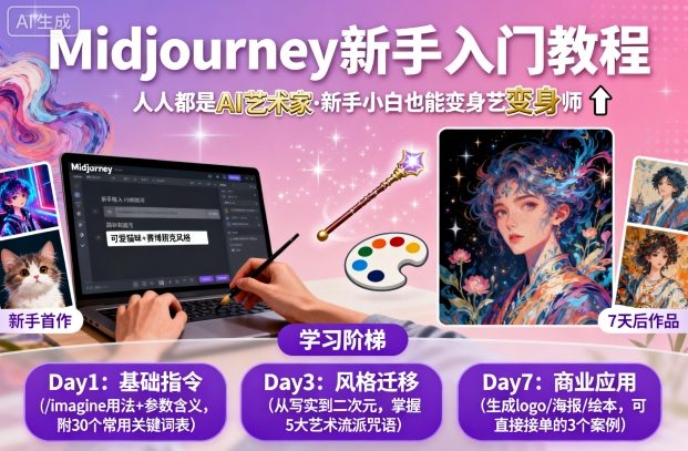 midjourney新手入门教程：人人都是AI艺术家，新手小白也能变身艺术大师-副业网