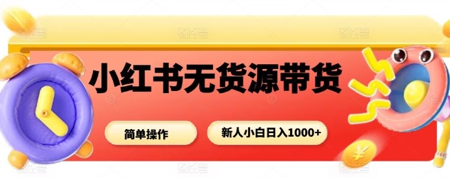 小红书无货源带货项目，简单无脑，新人小白日入多张-副业网