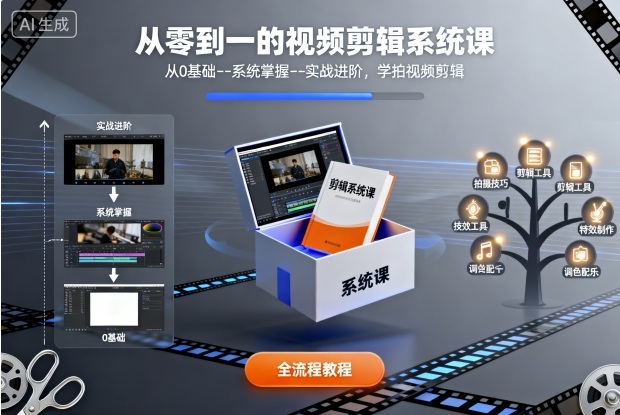 从零到一的视频剪辑系统课，从0基础–系统掌握–实战进阶，学拍视频剪辑-副业网