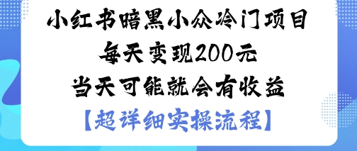 小红书暗黑小众冷门项目每天变现2张当天可能就会有收益-副业网