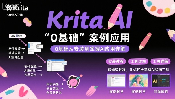 Krita AI绘画入门课，0基础从安装到案例应用krita AI使用详解-副业网