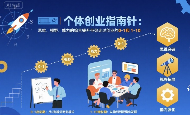 个体创业指南针，思维、视野、能力的综合提升带你走过创业的0-1和1-10【音频】-副业网