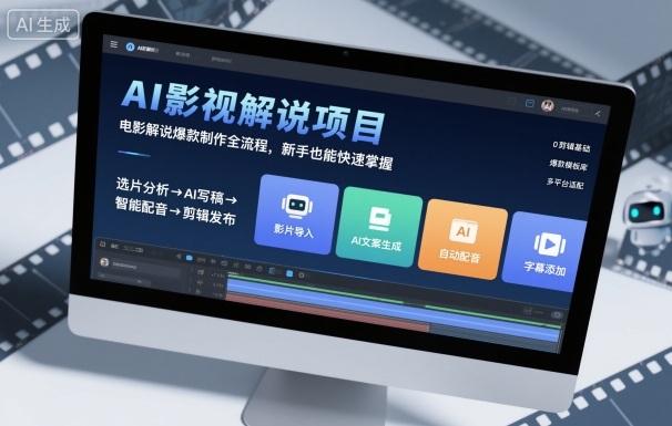 AI影视解说项目，电影解说爆款制作全流程，新手也能快速掌握-副业网