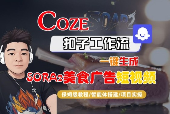 Coze扣子智能体工作流一键生成“SORA2美食广告“短视频，全流程保姆级教学-副业网