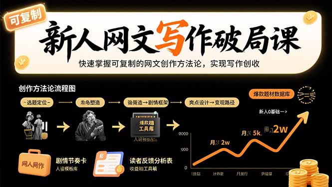 新人网文写作破局课：快速掌握可复制的网文创作方法论，实现写作创收-副业网