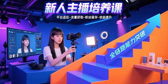 新人主播培养课：平台适应-流量获取-粉丝留存-收益提升 全链路能力突破-副业网