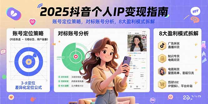 2025抖音个人IP变现指南，账号定位策略，对标账号分析，8大盈利模式拆解-副业网
