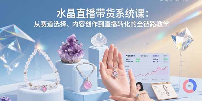 水晶直播带货系统课：从赛道选择、内容创作到直播转化的全链路教学-副业网