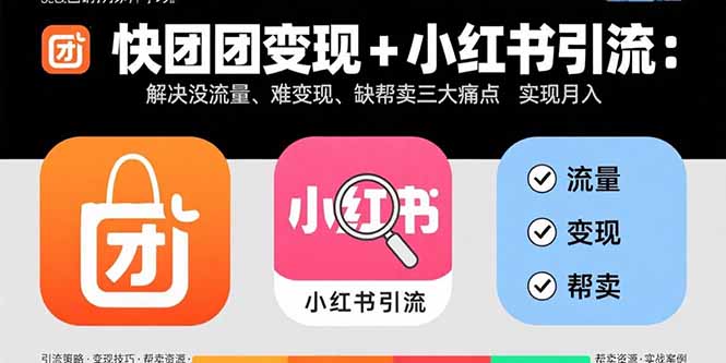 快团团变现+小红书引流：解决没流量、难变现、缺帮卖三大痛点 实现月入3w+-副业网