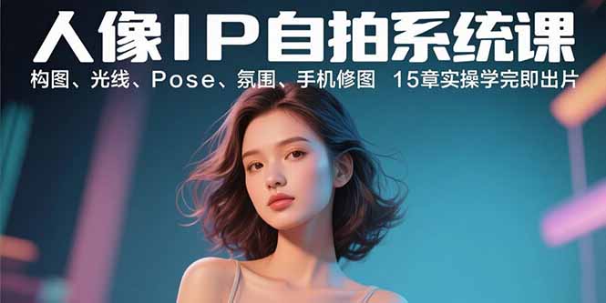 人像IP自拍系统课：构图、光线、Pose、氛围、手机修图 15章实操学完即出片-副业网