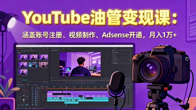 2025YouTube油管变现课：涵盖账号注册、视频制作、Adsense开通，月入1万+-副业网