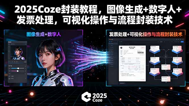 2025Coze封装教程，图像生成+数字人+发票处理，可视化操作与流程封装技术-副业网