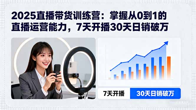 2025直播带货训练营：掌握从0到1的直播运营能力，7天开播30天日销破万-副业网