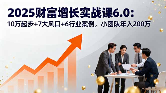 2025财富增长实战课6.0：10万起步+7大风口+6行业案例，小团队年入200万-副业网