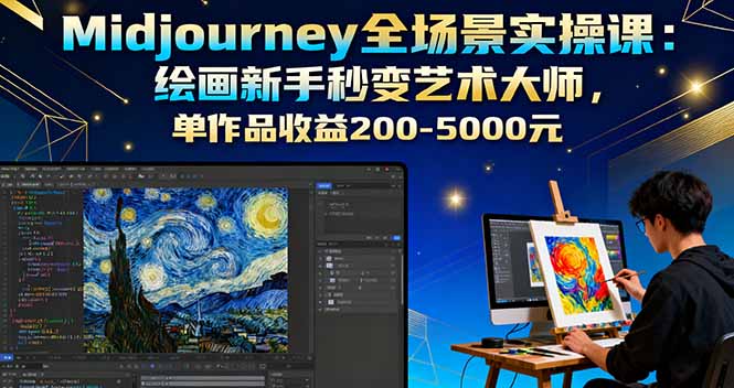 Midjourney全场景实操课：绘画新手秒变艺术大师，单作品收益200-5000元-副业网
