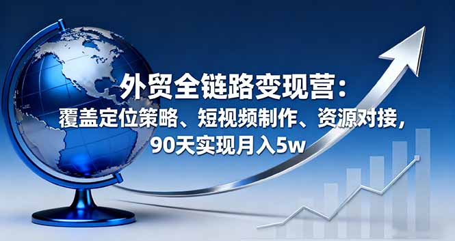 外贸全链路变现营：覆盖定位策略、短视频制作、资源对接，90天实现月入5w-副业网