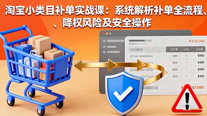 淘宝小类目补单实战课：系统解析补单全流程、降权风险及安全操作-副业网