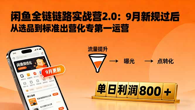 闲鱼变现课3.0：掌握链接优化、流量提升、商业变现，单日利润800+-副业网