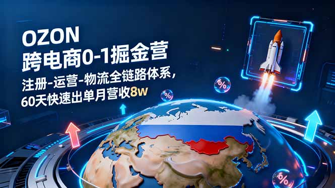 OZON跨境电商0-1掘金营：注册-运营-物流全链路体系，60天快速出单月营收8w-副业网