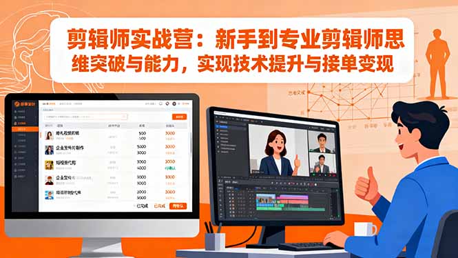 剪辑师实战营：新手到专业剪辑师思维突破与能力，实现技术提升与接单变现-副业网